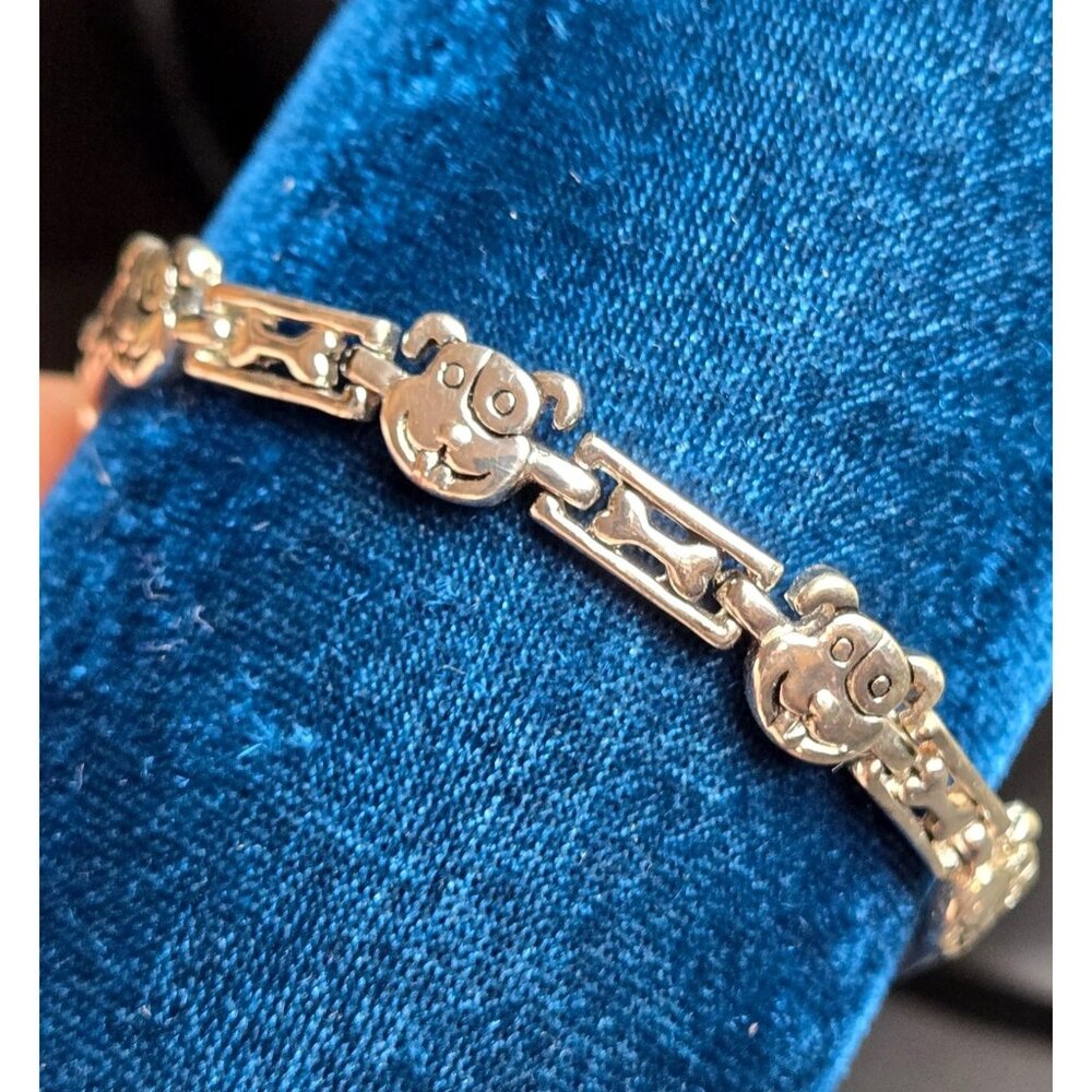 Cookie Lee Silver-Tone Dog Bone & Smiley Face Bracelet For Women